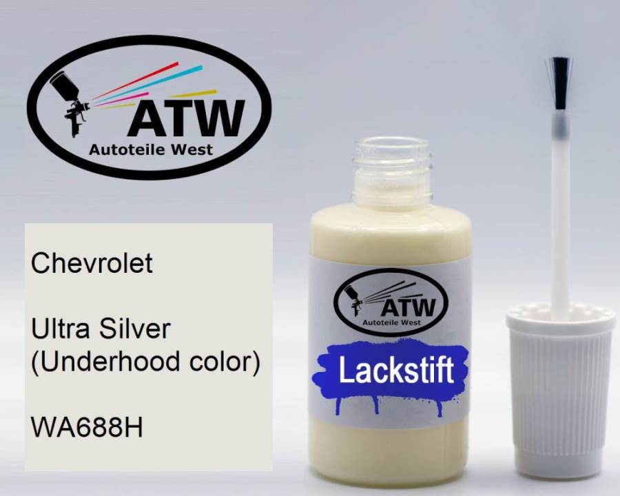 Chevrolet, Ultra Silver (Underhood color), WA688H: 20ml Lackstift, von ATW Autoteile West.